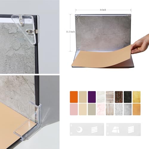 Product Photography Backdrops, 16x11.5 Inch Photo Backdrop Board Kit, 8Pcs 16 Patterns with 2Pcs Photo Shadow Maker for Makeup Product Shooting, Food Jewelry Cosmetics Photography - color: 8pcs patterns+2 pvc shadow