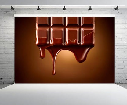5x5ft Chocolate Backdrop for Photography Sweet Chocolate Bar Dripping Over Dark Brown Background Candyland Baking Choc Themed Party Decor Birthday Banner Children Photo Shoot Props - size: 5x5FT