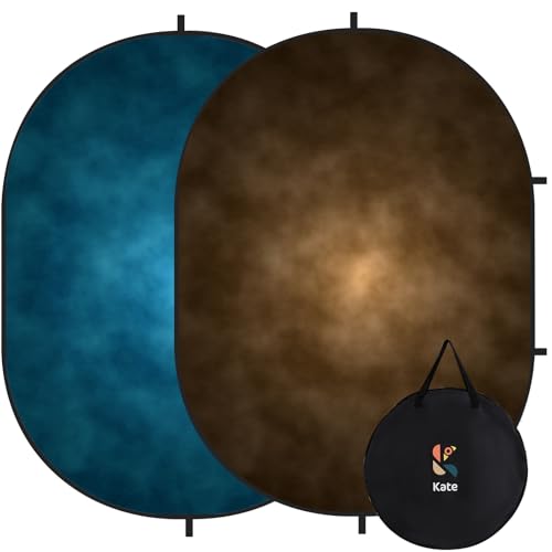 Kate Collapsible Backdrop Pop Up Backdrops Brown Blue Portable Background for Headshot, for Portrait Photography, for Video, for Live Stream, 5x6.5ft