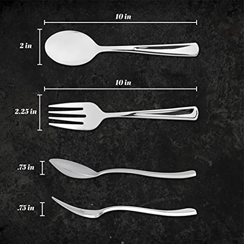 Plasticpro Disposable Plastic Silver Serving Utensils 6 Serving Forks & 6 Serving Spoons Durable Heavy Duty Premium Serving Utensils Silver 6 Sets - color: Silver