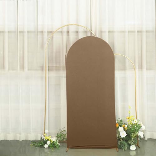 Efavormart 6ft Taupe Fitted Spandex Arch Slipcover, Snug Fit Round Top Backdrop Sleeve for Modern Farmhouse and Industrial Staging - color: Taupe, size: 6 FT