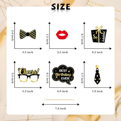 INNORU 20th Birthday Photo Booth Props, Boys Girls 20th Birthday Photoshoot Funny Birthday Party Photography Props Favor Twenty Years Old Centerpiece Sticks Decorations Black & Gold 35 PCS - size: 20