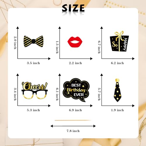 INNORU 17th Birthday Photo Booth Props, Boys Girls 17th Birthday Photoshoot Funny Birthday Party Photography Props Favor 17 Years Old Centerpiece Sticks Decorations Black & Gold 35 PCS - size: 17