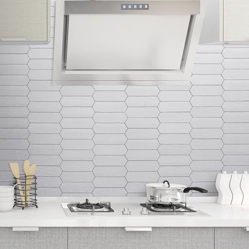 DICOFUN 10 Sheets Brushed Metal Long Hexagon Peel and Stick Backsplash, 12"x12" PVC Stick on Backsplash Wall Tiles for Kitchen and Bathroom - color: Brushed Metal, size: 10 Sheets, 12"x12"x0.12"