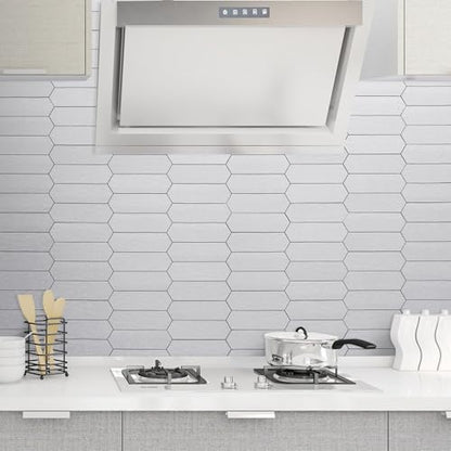 DICOFUN 10 Sheets Brushed Metal Long Hexagon Peel and Stick Backsplash, 12"x12" PVC Stick on Backsplash Wall Tiles for Kitchen and Bathroom - color: Brushed Metal, size: 10 Sheets, 12"x12"x0.12"