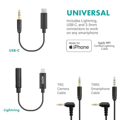 Movo iVlogger-PRO Vlogging Kit with Full Tripod for iPhone/Android - USB-C/Lightning YouTube Starter Kit for Content Creators - Accessories: Phone Tripod, Phone Mount, RGB Light and VXR10 Shotgun Mic