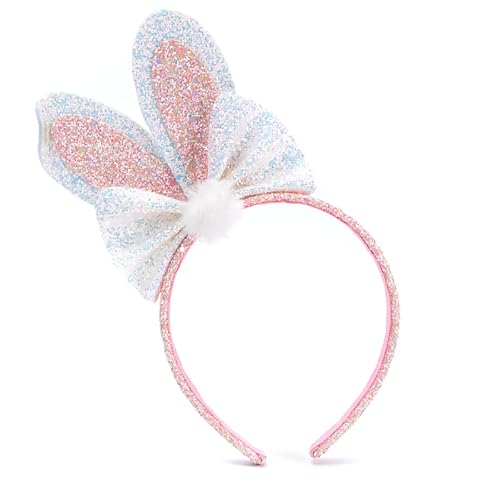 Totelux Easter Headband Bunny Ears Hair Band Glitter Sequins Rabbit Ears Hair Accessories for Women Girls Easter Party Favor Pink - color: Pink