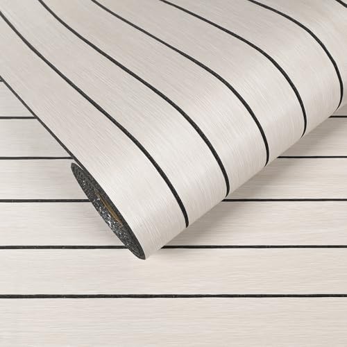 VEELIKE Cream White Oak Wood Slat Wall Panel Peel and Stick 3D Faux Wood Wall Panels for Accent Walls Bedroom 17''x118'' Self Adhesive Decorative Acoustic Slat Foam Vinyl Roll for Living Room Office - color: White Oak, size: 17''x118''