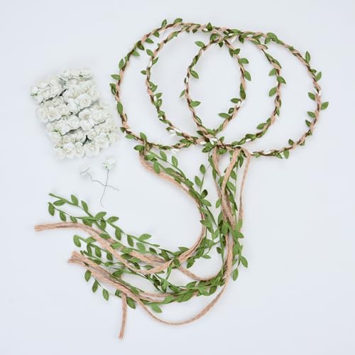 DDazzling Flower Crown Floral Wreath Headband Floral Garland Headbands photo props (White) - color: White