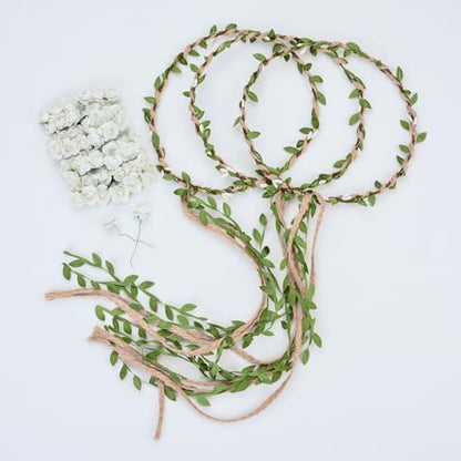 DDazzling Flower Crown Floral Wreath Headband Floral Garland Headbands photo props (White) - color: White