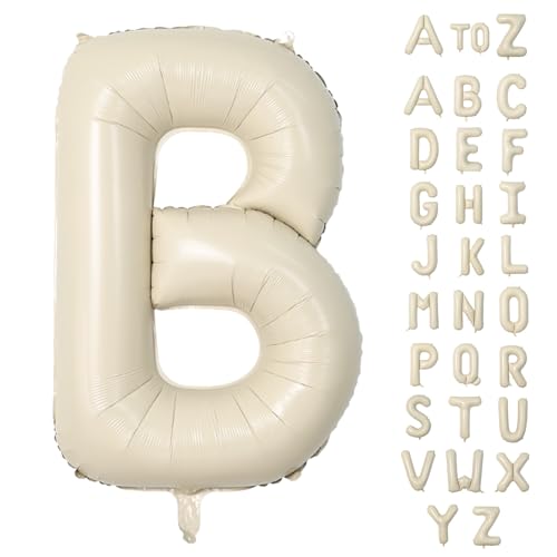 Biapian 40 Inch Giant Cream Foil Balloon - Large Aluminum B Balloons for Birthday, Baby Shower, Wedding, Anniversary Party Decoration - color: Cream Letter-b