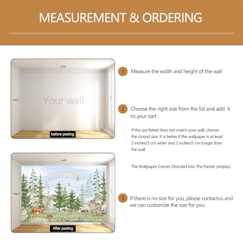 Green Pine Tree Wallpaper Safari Wallpaper Mural for Kids Room Nursery （Not Peel and Stick） - color: Cybh-955, size: 91" x 60"