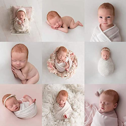 Newborn Photography Props Stretch Newborn Photography Wrap Blanket for Baby Boys Girls Posing Photo Shoot Props - color: Cream