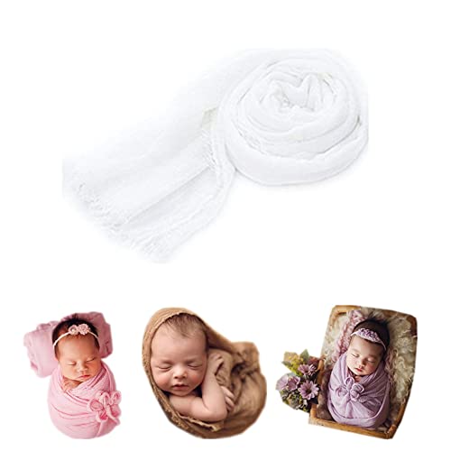 Coberllus Newborn Baby Photography Props Blanket Ripple Swaddle Wrap for Boy Girls Photo Shoot Posing - color: White