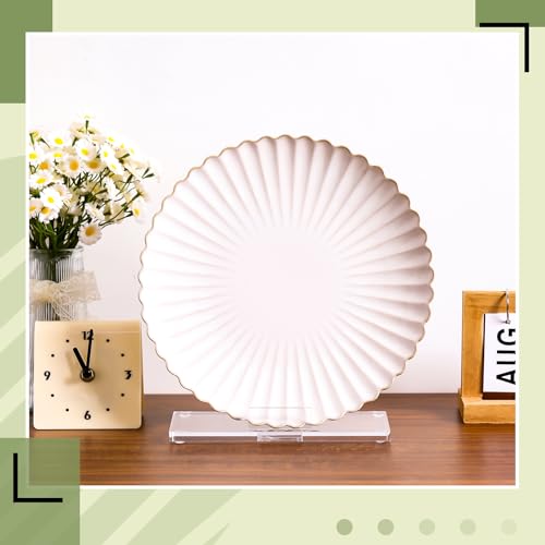 RattanView 10 Inch Acrylic Plate Stand for Display Acrylic Easel Holder Clear Picture Frame Book Magazine Stand with Square Block Base for Table Home Office Exhibit - size: 10 Inch