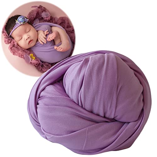 Zeroest Newborn Photography Stretch Wrap Boy Girl Baby Wraps Photography Props - Stretch Blanket for Baby (Purple) - color: Purple