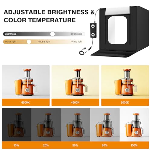 Light Box Photography 24"x24" with 240LED Lights and 4 Color Backdrops Photo Box with Lights, Foldable Light Box with Adjustable Brightness, 3000-6500K Dimmable Portable Picture Box Shooting - size: 24" with 3000-6500K