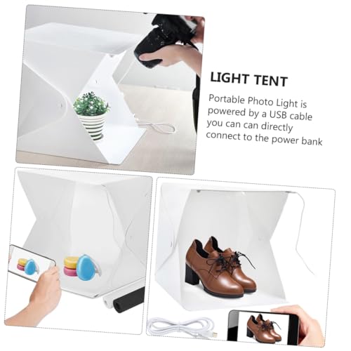Portable Photography Light Tent Kit 20cm Mini Folding Photo Light Box with Dual LED Strips and 4 Color Backdrops for Product and Jewelry Shooting