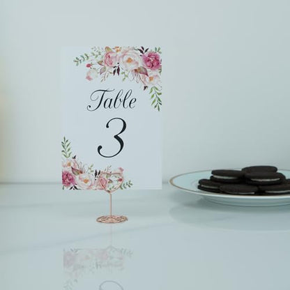 Jofefe 20pcs Mini Place Card Holder, Table Number Holders, Table Card Holders, Table Number Stands, Wire Table Picture Photo Holder with Heart Shaped Menu Clips for Wedding Favors (Rose Gold) - color: Rose Gold