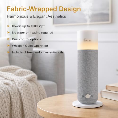 Hotel Collection Diffuser Machine,Fabric-Wrapped Design,Candlelight Atmosphere Lamp,Whisper-Quiet,1000 Sq Ft,Scent Waterless Essential Oil Diffuser,Scent Air Machine Home - Grey - color: Grey