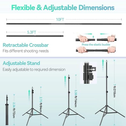 EMART Portable Photography Backdrop Stand Kit 7 x 10 ft with 6 x 9 ft White Backdrop, Adjustable Background Support System for Photo Video Studio, Photoshoot, Party, Live Game, Interviews - size: 7*10ft Stand/6*9ft Backdrop