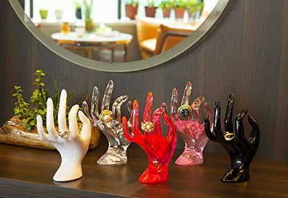 HOMEGOAL Hand Jewelry Holder, Bracelet Ring Watch Jewelry Display Holder Stand, Mannequin Hand, Polyresin, 7 Inch (Rose Red) - color: Rose Red