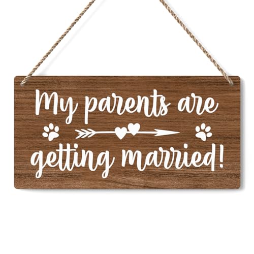 Rustic Wedding Sign My Parents are Getting Married, Engagement Wedding Photo Props Sign, Weddings Decor Stuff Engagement Party Decorations 12x6 Inches (Brown) - color: My Parents are Getting Married