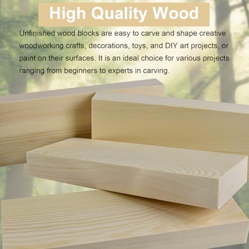 4 Pcs Unfinished Wood Blocks, 3x10x1 Inch Wooden Block, Wood Carving Blocks for Crafting Home Crafts DIY Supplies Carving Crafting - size: 3x10x1 Inch