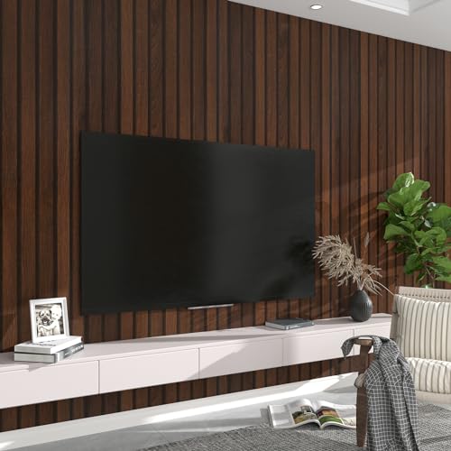 LACHEERY 15.8"x276" Brown Slat Wood Peel and Stick Wallpaper Dark Wood Panel Wallpaper Removable Self Adhesive Wooden Slats Wallpaper Wood Contact Paper for Bedroom Living Room Walls Waterproof Vinyl - color: Dark Brown, size: 15.8" x 276"