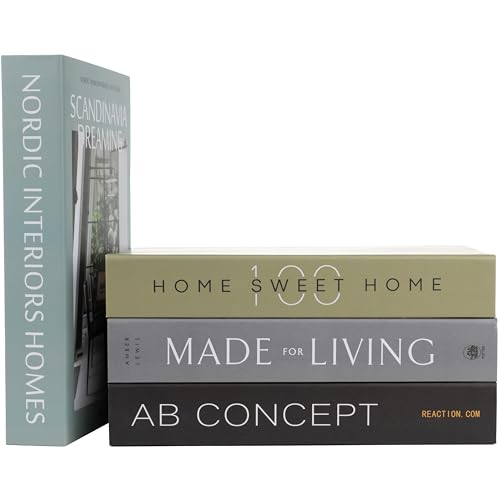 PROBENEX Olive Large | 4 PCS Faux Decorative Books for Home Decor | Not Real Books (Cardboard Boxes) | Coffee Table, Shelf Styling & Modern Aesthetic Accent Pieces for Living Room, Office - color: Olive_large