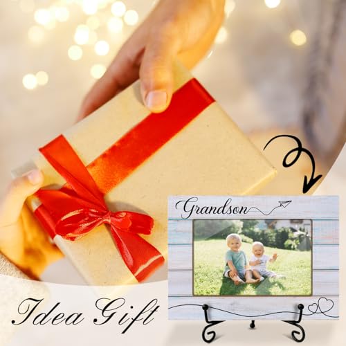 Grandson Picture Frame, Frame Gifts for Christmas Birthday, Grandson 4 x 6 Picture Frame with Stand for Tabletop Display, Grandparents Gifts (Light blue stripes) - color: Frame11