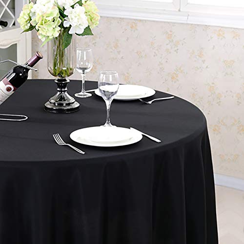 Surmente Black Tablecloth for Round Tables, 108-inch Round Table Cloths for Weddings, Banquets, or Restaurants - color: Black, size: 108" (Round)