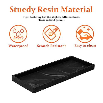 Bathroom Sink Countertop Vanity Organizer Tray, Silicone Kitchen Organizer Soap Tray, Organizer Counter Tray for Jewelry Perfume Cosmetics Keys - Black Silicone Rectangular 11.7”