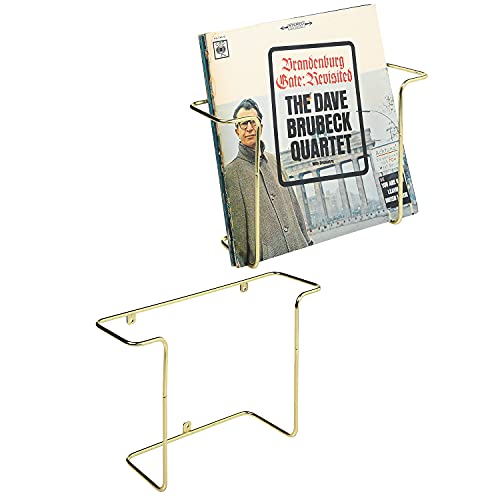 MyGift Modern Metal Wire Wall Mounted Vinyl Records Storage Racks, Hanging LP Record Holders, Floating Album Cover Display Shelves, Set of 2 (Brass-2 Pcs) - color: Brass- 2 Pcs, size: 2 Pack