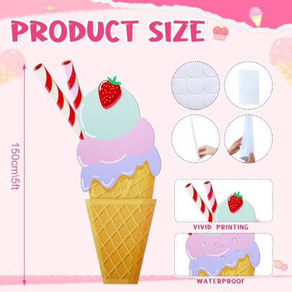 Jetec 5 Feet Large Ice Cream Cardboard Cutout Stand Up Life Size Ice Cream Giant Candyland Party Decoration Photo Props Backdrop Standup for Summer Pool Beach Baby Shower Wedding Birthday Supply - size: 5 feet, style: Ice Cream