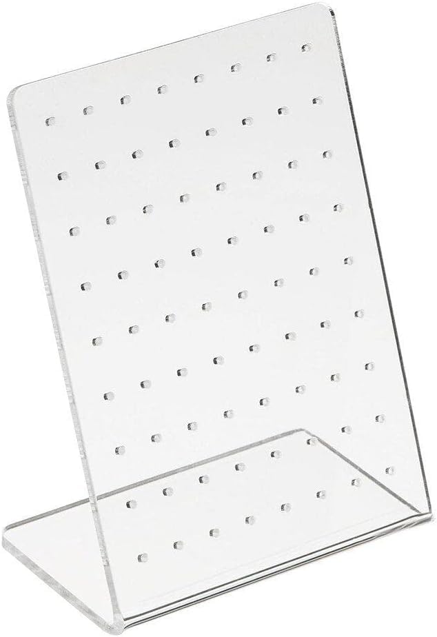 BWESOO White Earrings Stand Display Showing Showcase Rack Ear Cuff Studs Holder Hanger Hook 72 Holes 36 Pairs 72 Holes translucent Jewelry Towers