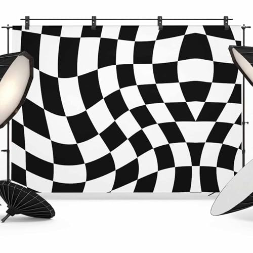 Black White Grid Backdrop for Photography, Deformed Color Block Geometric Abstract Photo Backdrop Portrait Background Party Banner Photo Backgrounds for Studio Booth Props, 7x5ft - color: Black, size: 7x5FT