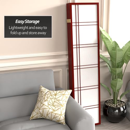 Oriental Furniture 6 ft. Tall Double Cross Shoji Screen - Rosewood - 6 Panels - color: Rosewood, size: 6 Panel