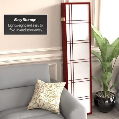 Oriental Furniture 6 ft. Tall Double Cross Shoji Screen - Rosewood - 6 Panels - color: Rosewood, size: 6 Panel