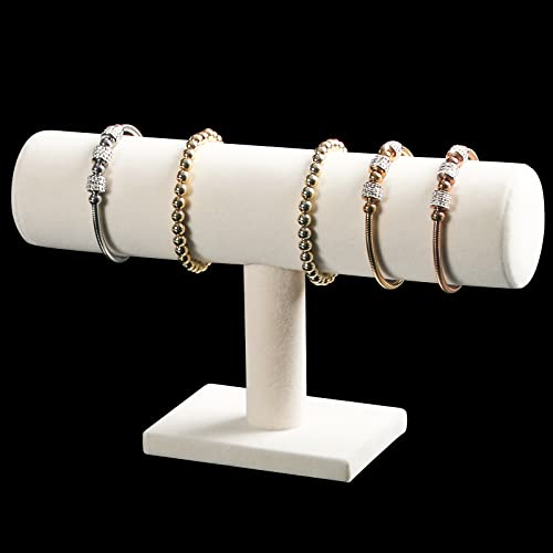Pangkeep Bracelet Holder,Bracelet Organizer Display Stand,Velvet T-bar Jewelry Display Stand for Selling (Beige)