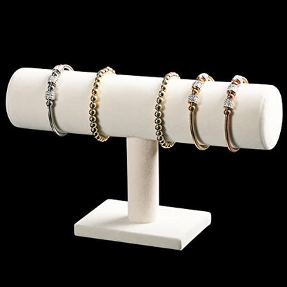Pangkeep Bracelet Holder,Bracelet Organizer Display Stand,Velvet T-bar Jewelry Display Stand for Selling (Beige)