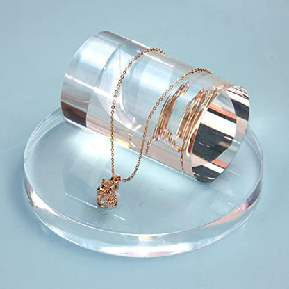 Clear Polished Acrylic Cube Cylinder Round Photo Props, Transparent Solid Acrylic Display Blocks for Photography Boutique Jewelry Cosmetic Crafts Closet Show, 4 Pcs (Transparent Cylinder) - color: Transparent Cylinder