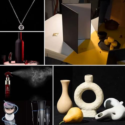 14PCS Black Velvet Flocked Product Photography Backdrops Board with 2PCS LED Lighting Kit Anti-Glare Photo Backdrop for Small Product Food Jewelry Cosmetic. (16x11.5in)