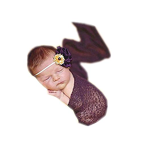 Coberllus Newborn Baby Photo Props Wrap Cloth Blanket Swaddle for Boys Girls Photography Shoot (Dark Purple) - color: Dark Purple