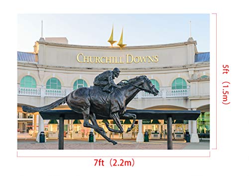 Kate 7x5ft Statue Photography Background Kentucky Derby Horse Track Photo Backdrop Photo Booth Props - size: 7x5ft