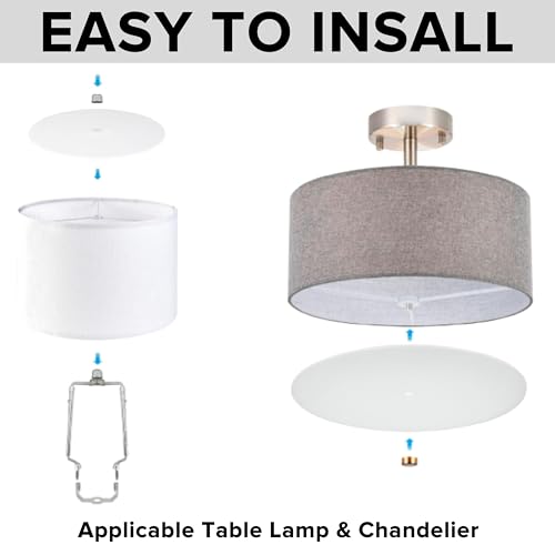 GOSO 2 PCS Round White Acrylic Lampshades Diffuser 15.5" Diameter with 3/8" Center Hole- Lampshades for Table Lamps Pendants Light Lampshade Fits 16-19" Openings Frosted Frosted Diffuser Lamp Shades - size: 15.5*15.5 inch-2 pcs