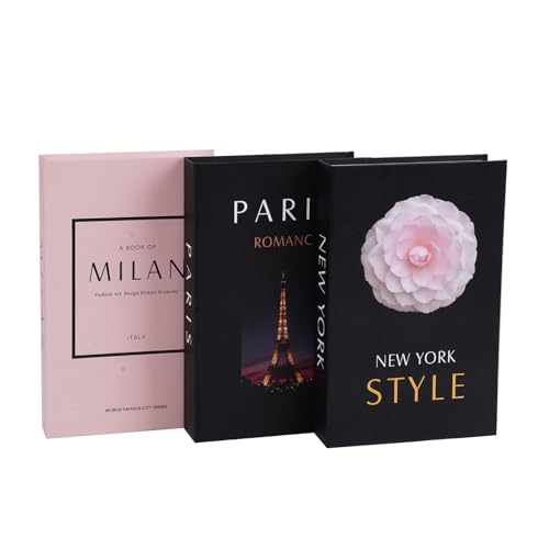 3 PCS Faux Decorative Books for Home Decor-Coffee Table Books Decor-Aesthetic Fake/Faux Books for Decoration,libros Decoration for Coffee Table, Shelf Accessories (3-Paris/Milan/Newyork) - color: 3-paris/Milan/Newyork