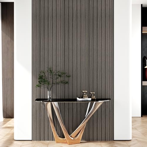 Wood Wall Panels Dark Brown 3D Acoustic Slat Wall Paneling Peel and Stick Vertical Self Adhesive Faux Wood Grain Contact Paper Soundproof Wooden Panel for Bedroom TV Background Interior - size: 11.8"x118"