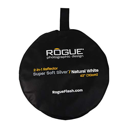 Rogue 2-in-1 Collapsible Reflector - Super Soft Silver / Natural White 43” - size: 43 inch
