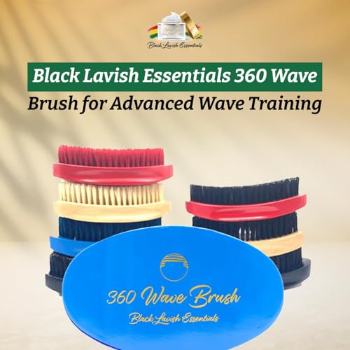 360 Wave Brush, Soft, Build Deeper Waves & Hard Boar Bristle, Curved Design, Black Lavish Essentials Signature (Soft Brush, Sky Blue) - color: Sky Blue, size: Soft Brush
